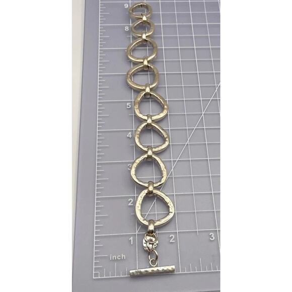 Silpada Sterling Silver 925 Hammered Toggle Link Bracelet Vintage Retired Chunky - Picture 3 of 6
